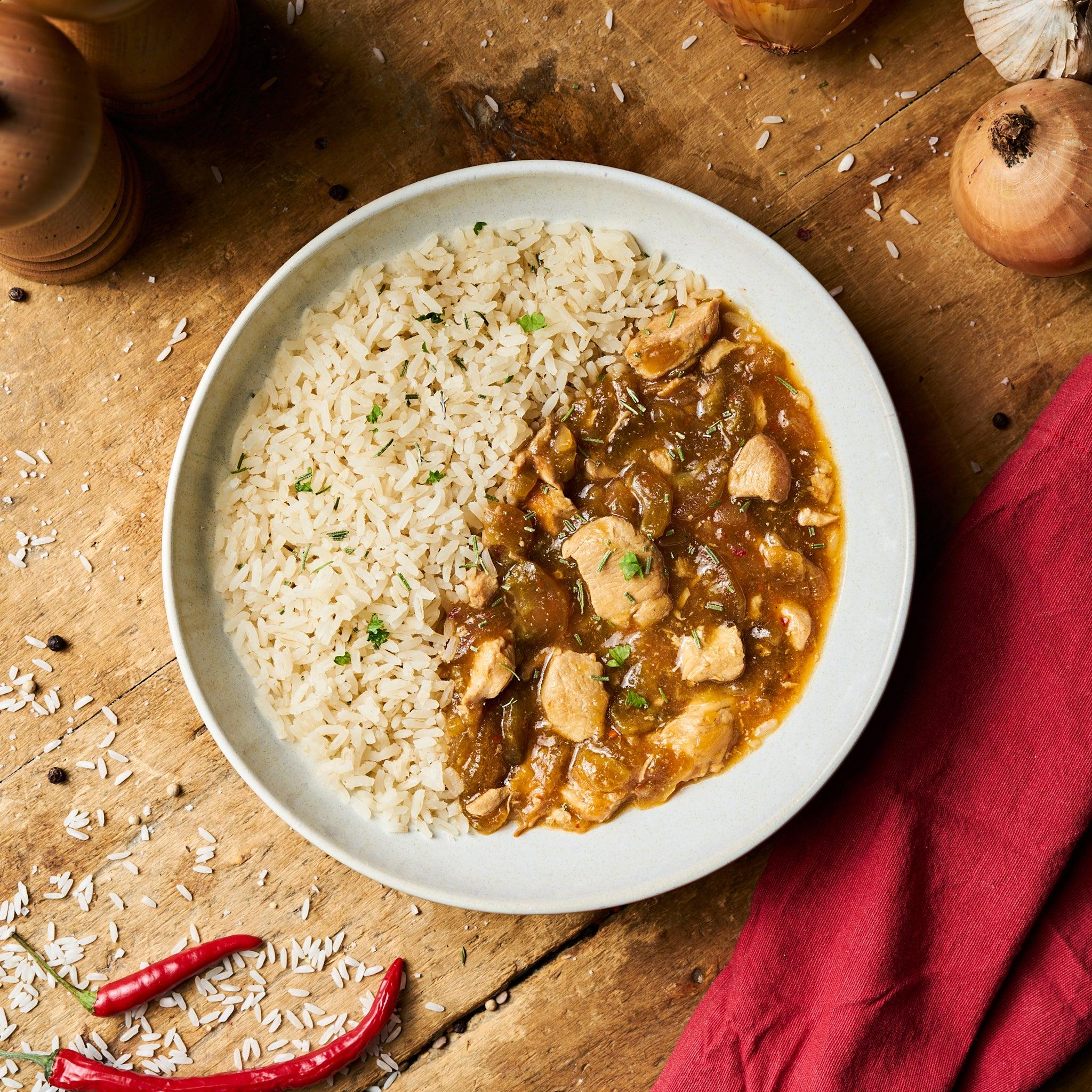 Black Pepper Chicken mit Langkornreis - freshfoodz