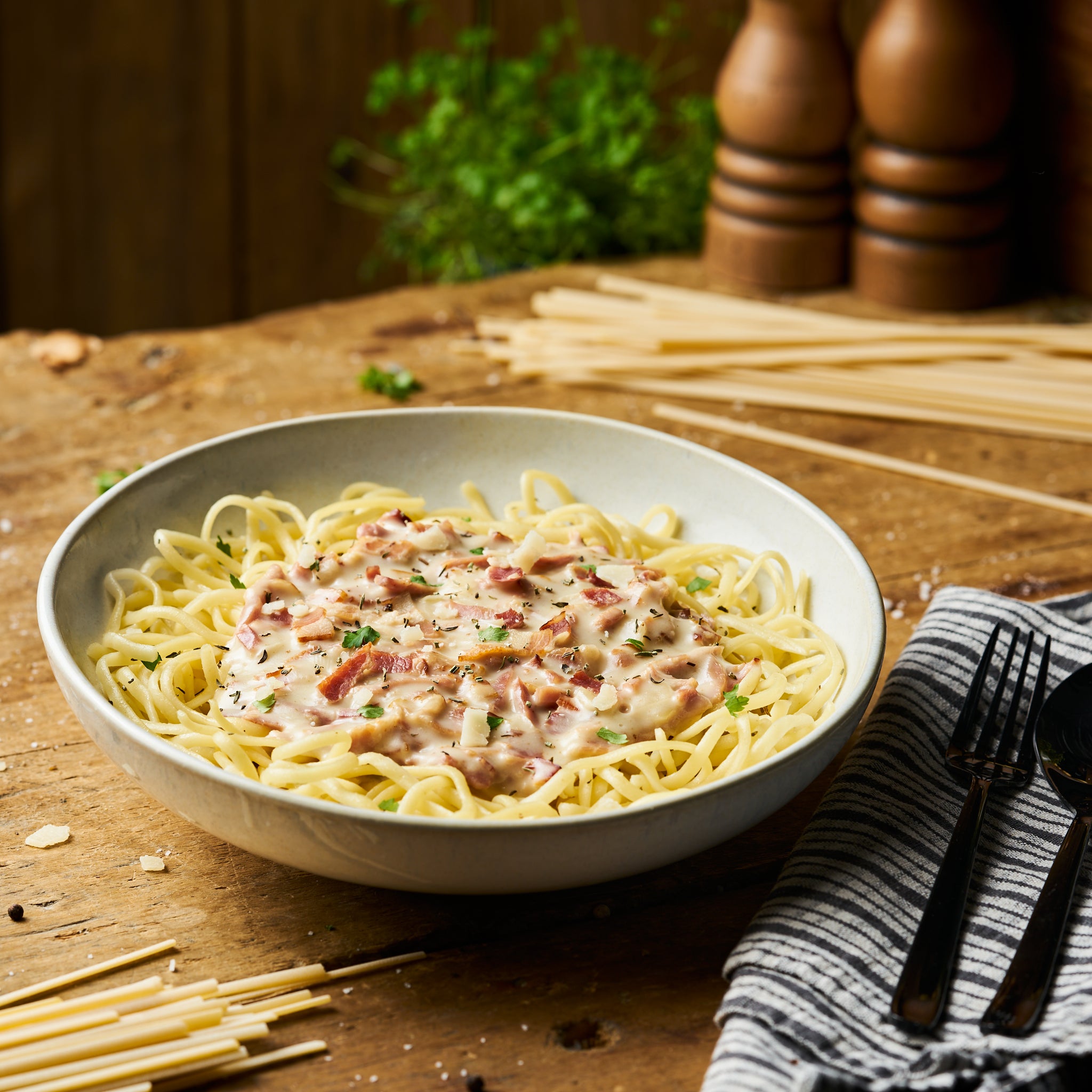Linguine Carbonara als Fertiggericht