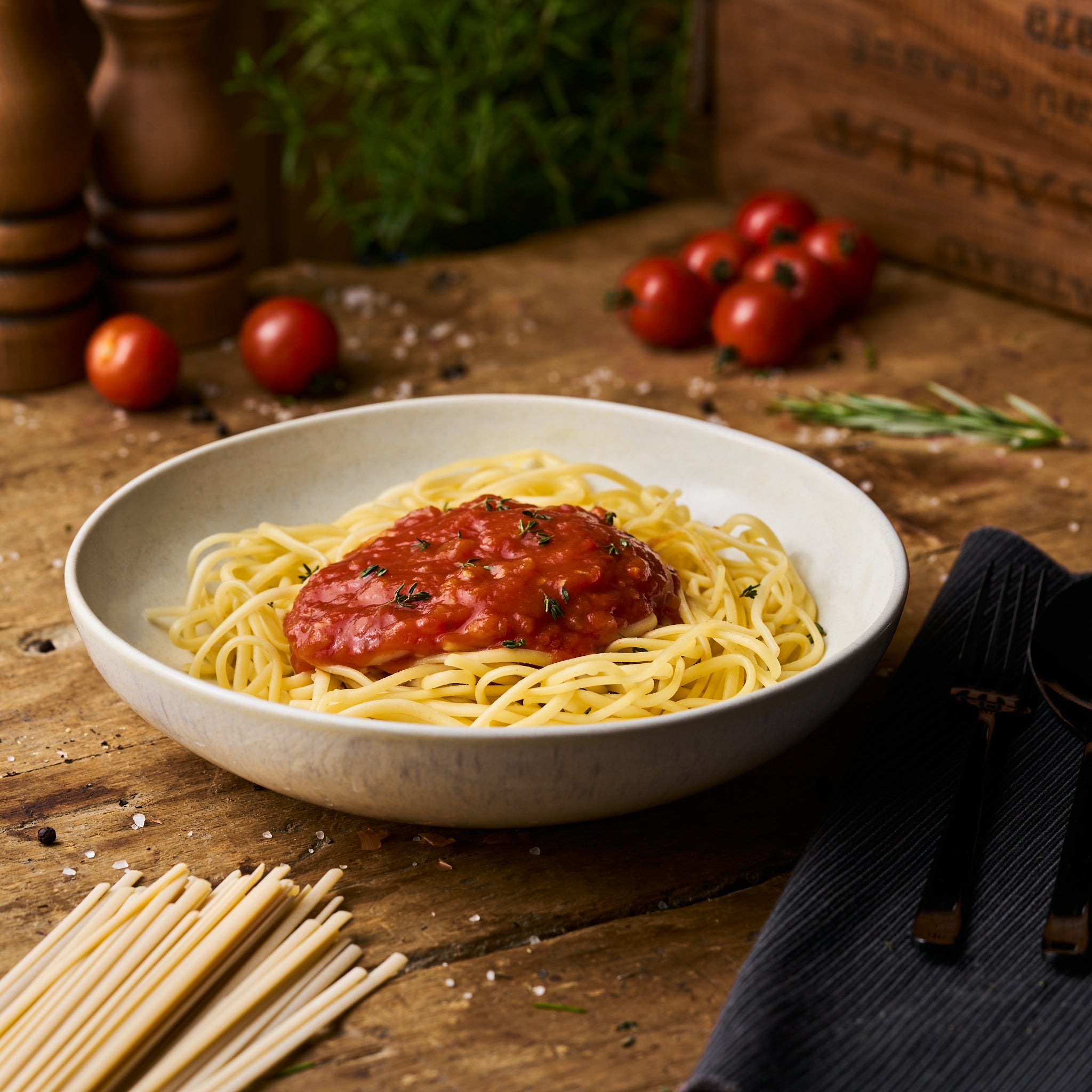 Linguine mit Sauce al Arrabiata als Fertiggericht