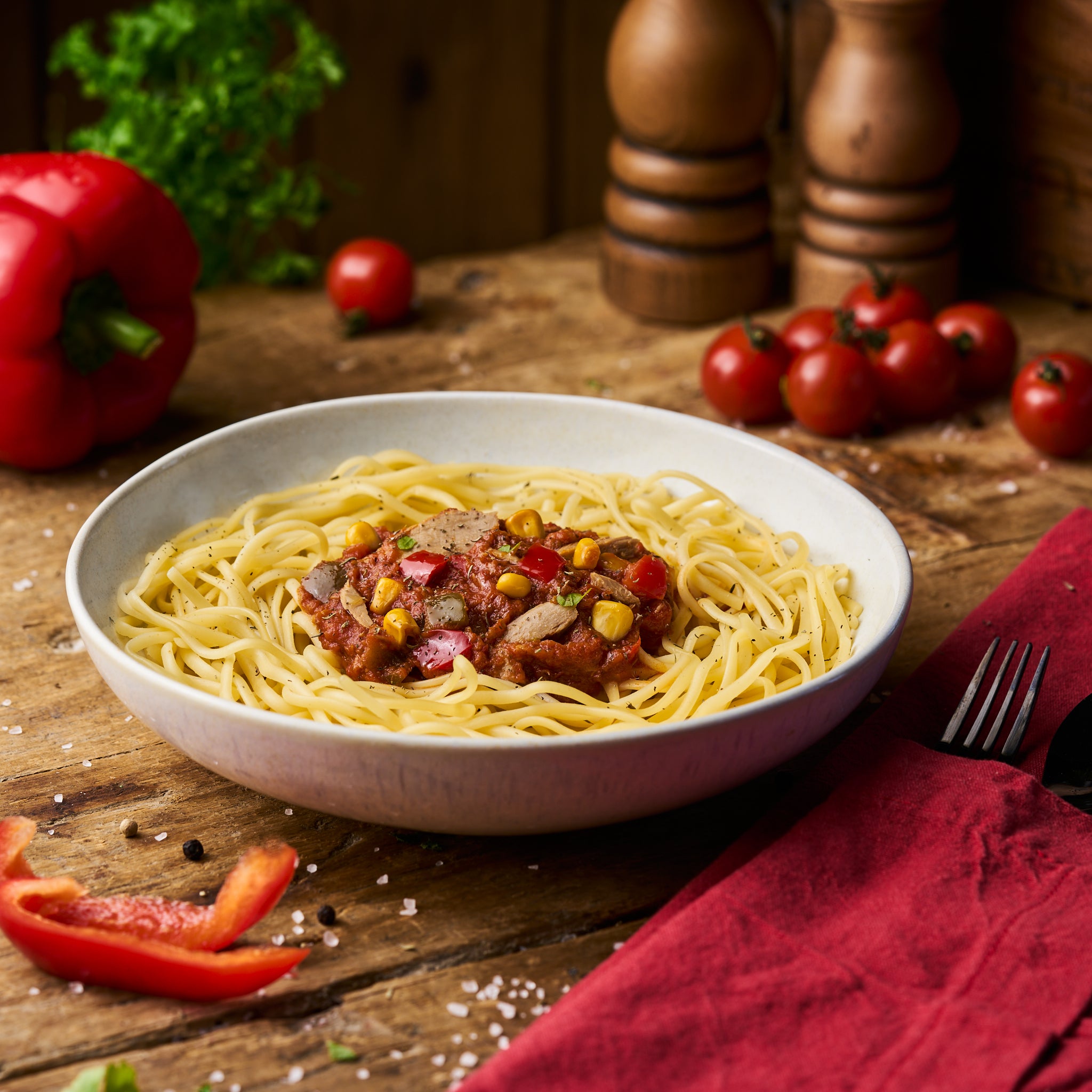 Linguine mit Thunfisch-Tomatensauce als Fertiggericht